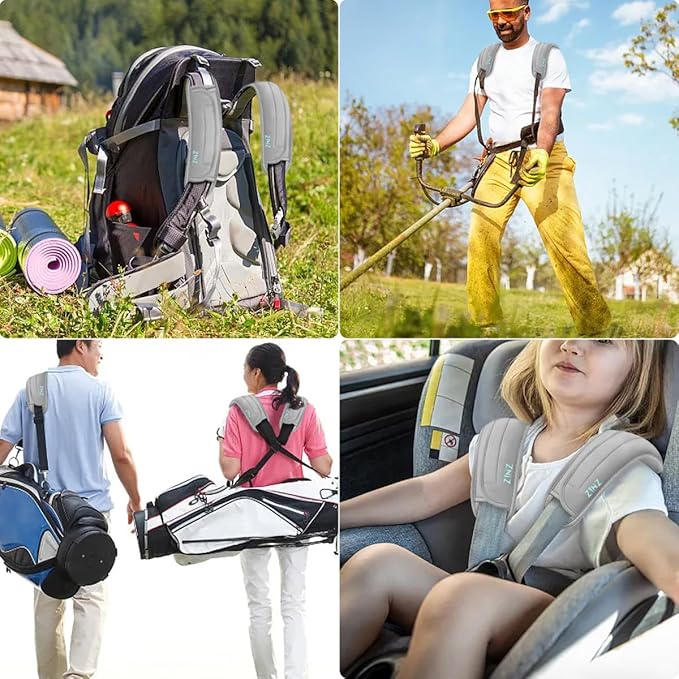 ZINZ 2-Pack Universal Shoulder Pad with Ultra thick Cushion for Bag Luggage Bag Crossbody, Plus Long & Anti-Slip & Breathable,Gray-2Pack