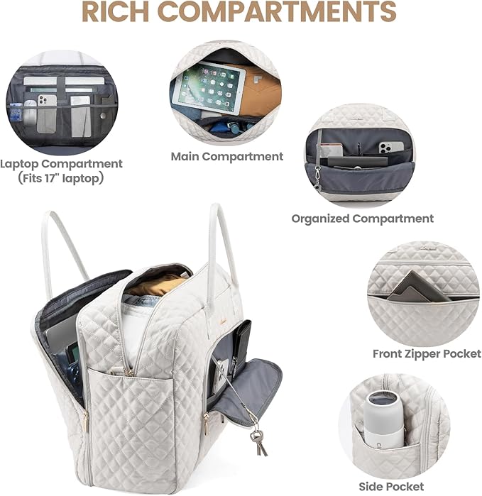 LOVEVOOK Travel Duffle Bag - Women's Weekender Carry On Overnight Laptop & Gym Bag With Toiletry/Shoe Pocket, Hospital Labor Bag