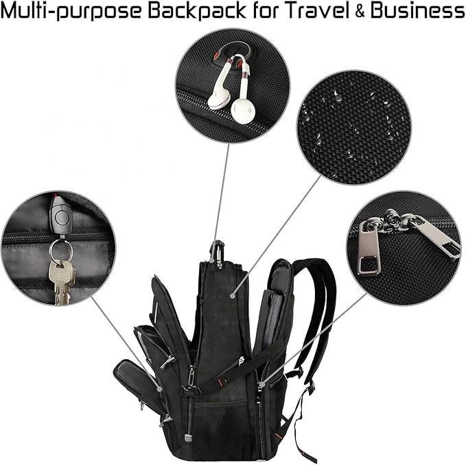 Mogplof 17 inch Laptop Backpack, Large Travel Backpack for Men Airline Approved and TSA Friendly, RFID Anti Theft Water Resistant Bookbag Fit for College High School Students Weekender