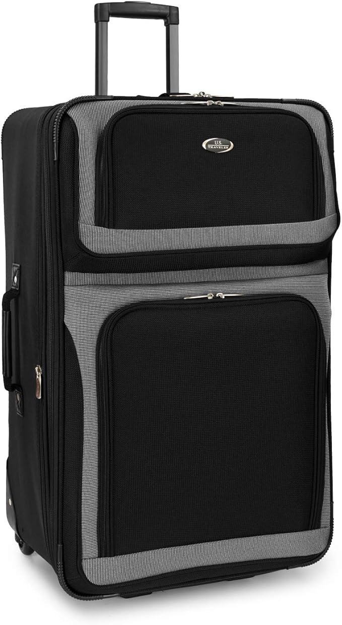 U.S. Traveler New Yorker Lightweight Expandable Rolling Luggage, Black, 4-Piece Set