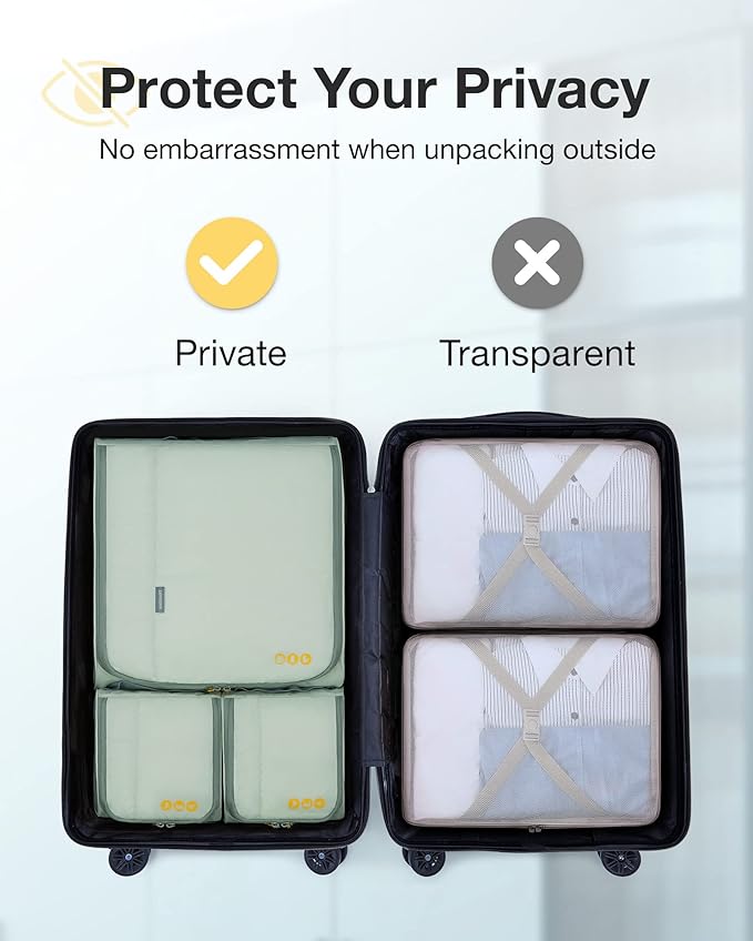 BAGSMART Keep Shape Packing Cubes for Travel, 6 Set Travel Cubes for Packing, Lightweight Suitcase Organizer Bags Set for Travel Essentials