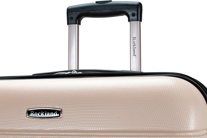 Rockland Melbourne Hardside Expandable Spinner Wheel Luggage, Champagne, Checked Large 28"