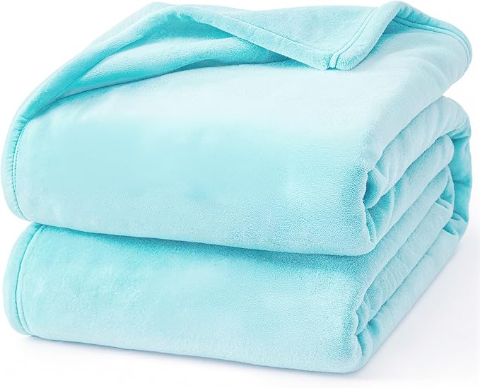Hansleep Fleece Robin Egg Blue Queen Blanket, Super Soft Flannel Fuzzy Plush Cozy Blanket for All Seasons, Robin Egg Blue, Queen 90x90 Inches