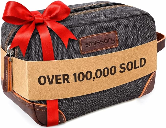 emissary Toiletry Bag for Men, Canvas Travel Toiletry Bag Men's Dopp Kit, Water-resistant Bathroom Bag Mens Shaving Kit, Travel Kit Small Bags, Shaving Bag, Toiletry Bags