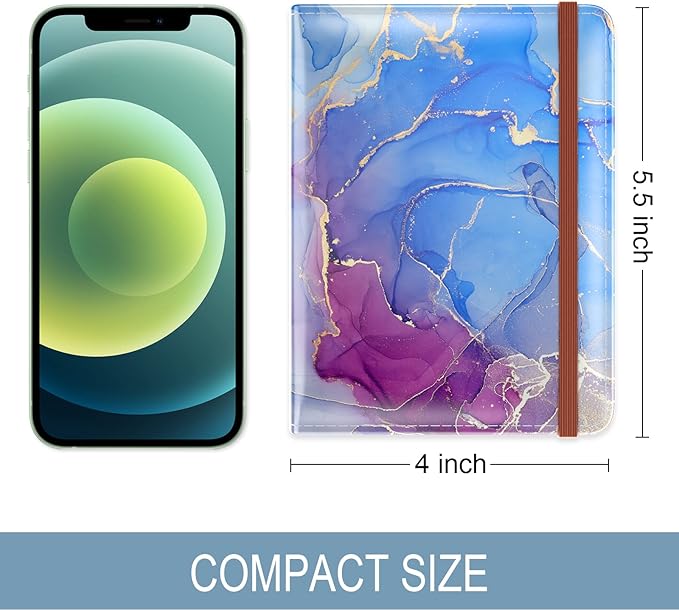 Passport Holder for Travel Essentials, Passport Wallet Cover Case for Travel Must Haves Accessories, Passport Book Holders for Women and Men, Blue Purple Marble