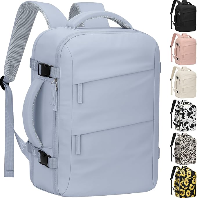 Carry on Backpack for Women TSA Approved 15.6 Inch Travel Laptop Backpack for Women Travel Essentials Foldable Womens Travel Backpack Suitcase Blue