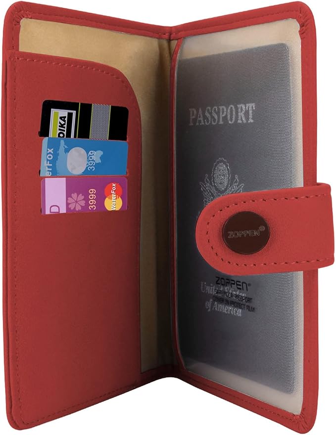 ZOPPEN Passport Holder Women, Passport Cover Travel Wallet Rfid Blocking Passport Wallet Cover Case Travel Essentials Document Organizer, Scarlet Red