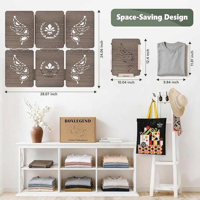 BoxLegend Shirt Folder Wooden Clothes Folding Board - No Bend, Gentle on Clothes, Eco-Friendly Laundry Folding Board for T Shirts, Pants, Sweaters & Delicates
