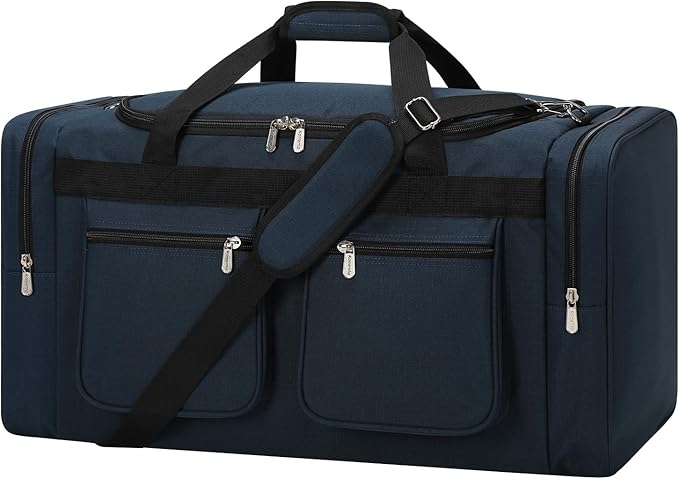 55L Duffle Bag for Travel - 24 inch Heavy Duty Duffel Bag with Multi Pockets for Overnight Weekend Gym Sports Camping(Navy)