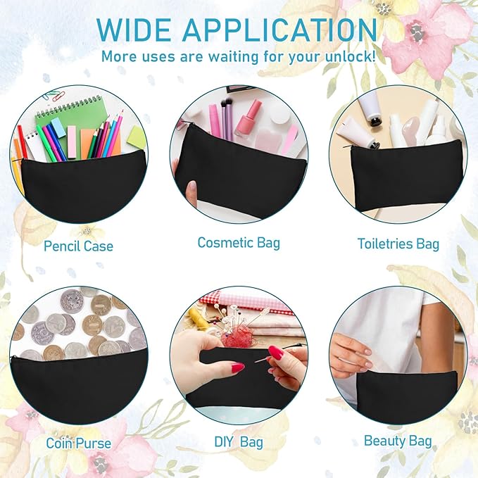 Legigo Blank Canvas Bag Zipper Pouch Makeup Bags Bulk - Multi-Purpose Canvas Pencil Pouch with Sturdy Zipper, Cosmetic Bag Travel Toiletry Bag for DIY Craft Projects, Storage (8.3 x 5 inches)