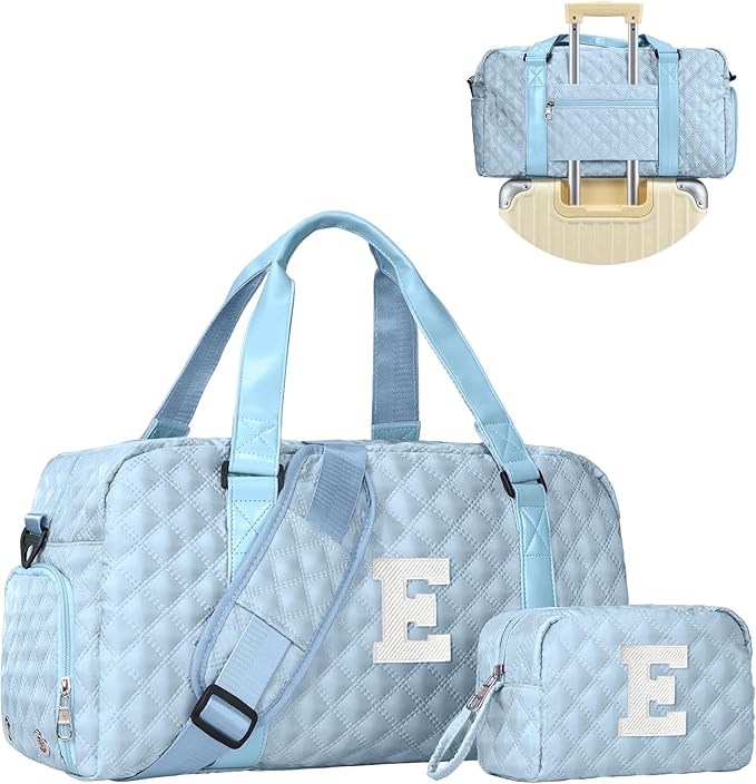 Overnight Bags for Women, Initial Travel Duffel Bag, Sports Gym Bag, Carry On Bag, Monogram Gifts for Girl Friends Female Mom Teacher