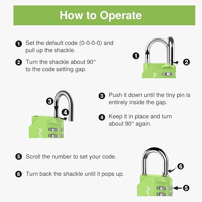 Puroma 1 Pack Combination Lock for Locker 4 Digit Outdoor Waterproof Padlock for School, Gym, Sports, Fence, Toolbox, Gate, Case, Outdoor, Hasp Storage, Cabinets (Yellow-Green)