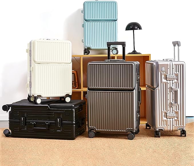 Carry on suitcase Zipperless Luggage,Polycarbonate Aluminum Hard Shell, Expandable Carry-On Suitcase with Spinner Wheels,24 Inch Cabin