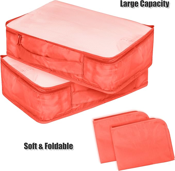 Packing Cubes Set, 2 Pcs Packing Organizers Set for Suitcases (Watermelon red)