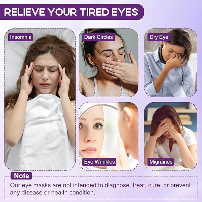 XPCARE 24 Pack Steam Eye Masks for Dry Eyes, Self Heated Steam Warm Eye Mask, Disposable Heated Eye Mask for Dark Circles, Puffy Eyes, Relief Stress Eye Fatigue（Lavender）