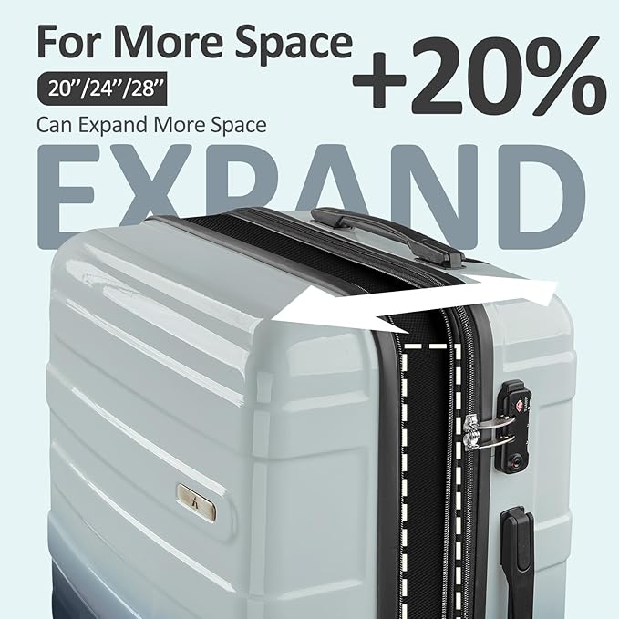 Carry on 20inch Luggage with Spinner Wheels, Lightweight PC+ABS Hard Shell Suitcases, Expandbale Storage & TSA Aprovel Lock