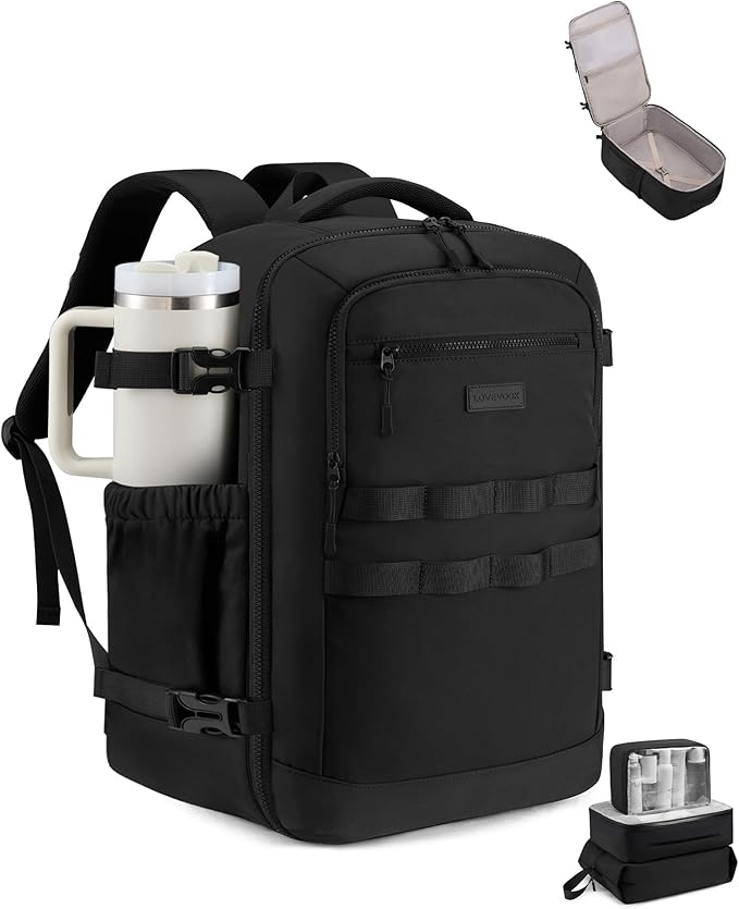 LOVEVOOK 40L Travel Backpack for Women & Men, TSA Approved Carry On Backpack with 3 Packing Cubes, Waterproof Personal Item Bag Fits 17" Laptop, Weekender Essentials Overnight Backpack for Trip