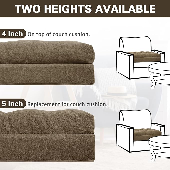 TANYOO Recliner Cushion for Elderly - Patented Dual Seat Cushion for Sagging Recliner Replacement Booster Cushion for Easy Get Up from Chair, Sofa & Couch, Relieves Long-Sitting Pain 20x20x4 Brown