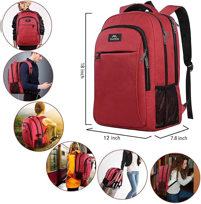 MATEIN Laptop Backpack for Womens, School Backpack with USB Port for Student Supplies and College Accessories, Water Resistant Travel Daypack Cute Book Bag for Teens and Ladies Fit 15.6 In Computer
