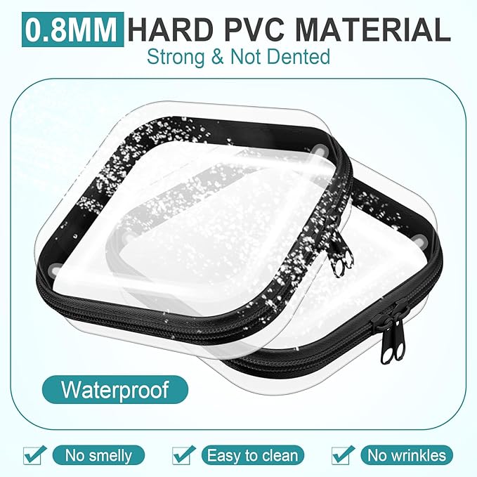 Sanwuta 6 Pcs Clear Hard Zipper Case Plastic Zipper Pouches Transparent Makeup Bag Pencil Case Pouches Toiletry Diaper Bag for Travel Toy Storage Organizer Bins(Black,5 x 5 x 2 Inch)
