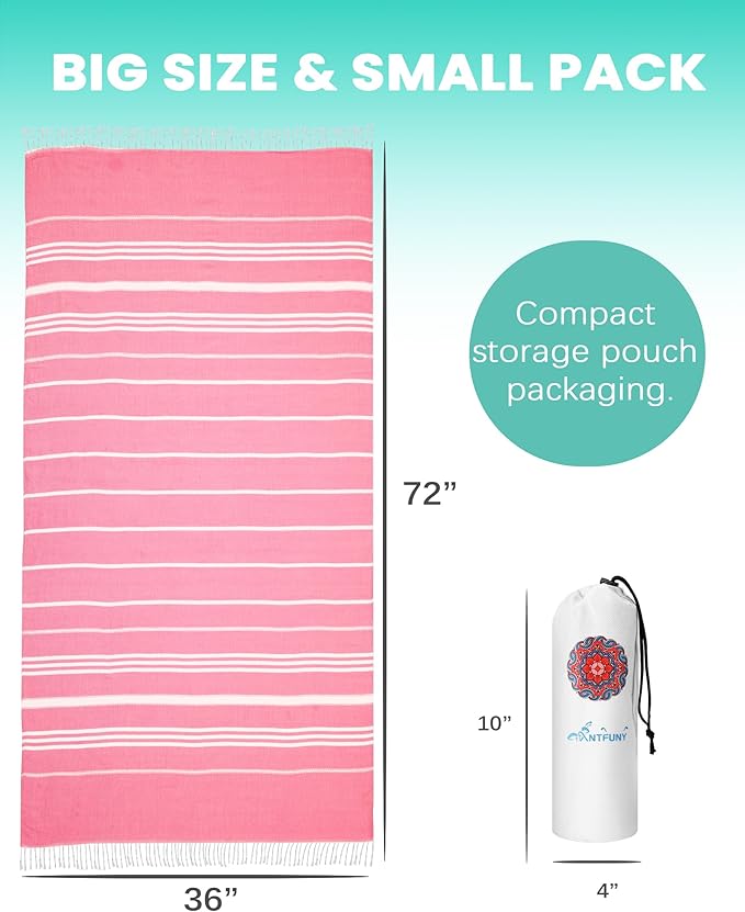 Antfuny Turkish Beach Towels Vacation Essentials Quick Dry Sand Free Soft Absorbent Extra Large XL Big Blanket Adult Pool Towel Lightweight Thin Sandless Fast Drying Compact No Sand Packable Foldable