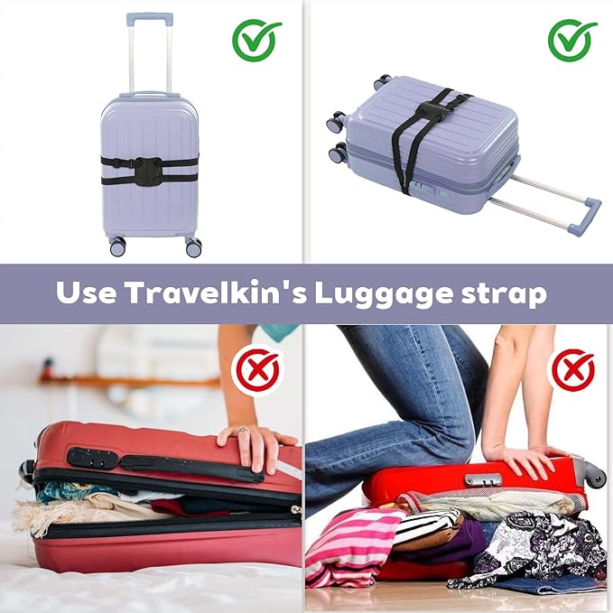 2 Pack Luggage Straps Bag Bungee Luggage Securing Strap Adjustable Buckle Belt for Suitcases Add a Bag Easy to Travel Suitcase Elastic Strap Belt Travel Accessories to Connect Two Suitcases