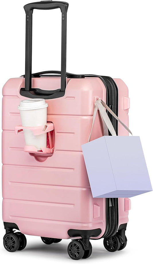 KYME Carry On Luggage 22x14x9 Airline Approved Expandable Hardshell 20 Inch Suitcase with TSA Lock Carry On Suitcase with Wheels Small Travel Rolling Luggage with Cup Holder for Women