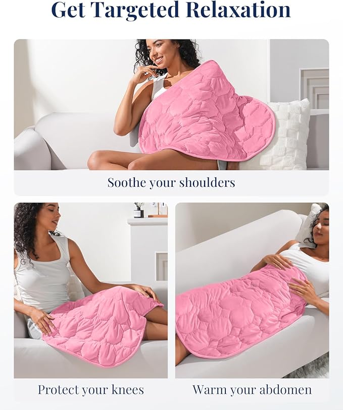 Kivik Weighted Lap Blanket for Adults, 7lbs Weight Pad, Heavy Small Blankets Throw, Travel Portable Pads, Warm Gifts for Bed Couch Sleep & Body Relax, Machine Washable, 7 Pounds, 24''x29'', Pink