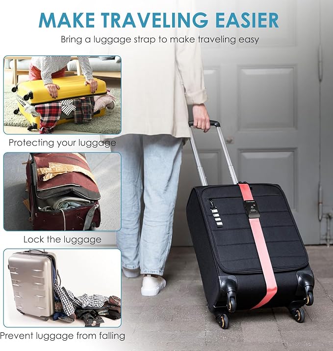 Travel Inspira Luggage Straps for Suitcases with TSA Lock, Protect Your Luggage Anti-Burst, High Visibility Color, Easy to Identify Luggage Adjustable Heavy Duty Belt for 20-32 Inch Suitcases