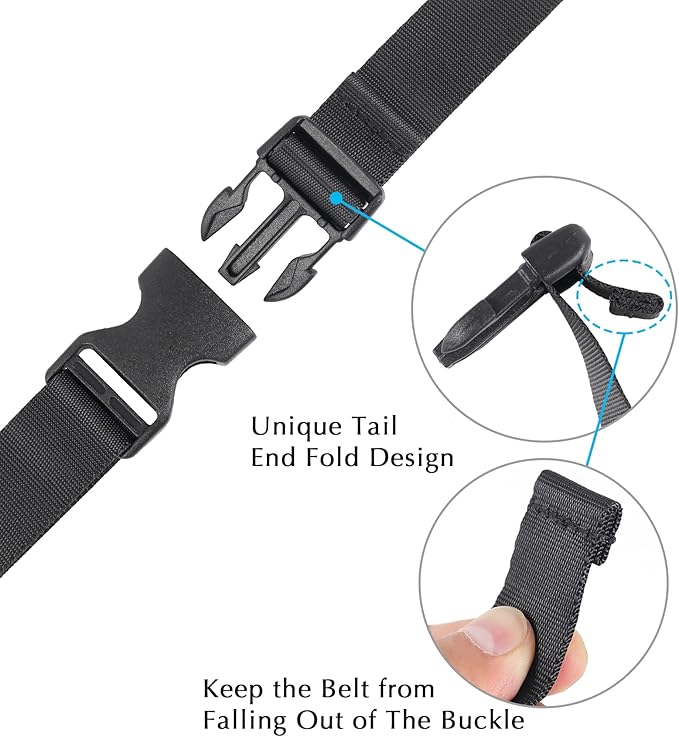Vigorport Utility Straps Quick Release Nylon Backpack Accessory Bag Strap,Adjustable for Hiking,Travel,Outdoor Sports-4 Pack (Black, 1" W-48 L)