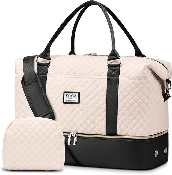 Travel Weekender Duffle Bags for Women: Overnight Bags with Shoe Compartment Large Carry on Weekend Bag with Toiletry & Wet Pocket Tote Duffel Bag Hospital Bag for Women Labor Delivery Begie Black
