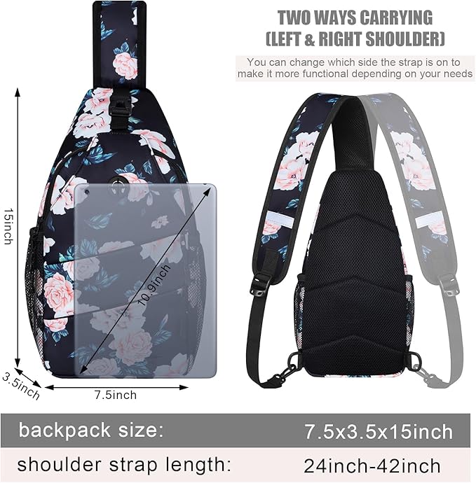 Crossbody Bags for Women Men Trendy Sling Bag Backpack Casual Chest Bag with Convertible Shoulder Strap
