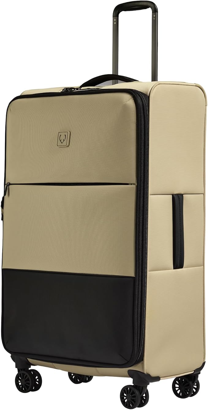 ANTLER - Soft Stripe Large Luggage - 31" Softside Suitcase, Durable, Lightweight & Expandable, 4 Spinner Wheels - Adjustable Handle, TSA Lock, Sand Yellow