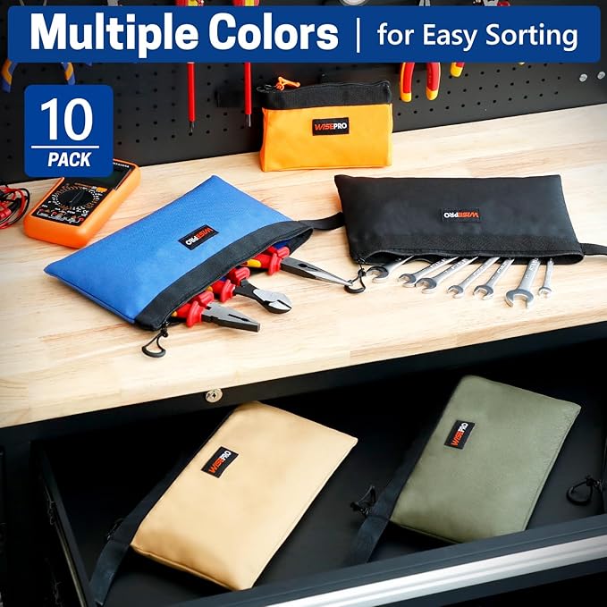 Zipper Tool Pouches, Multi-Purpose Utility Tool Bags Organizer for Small Hand Tools, Screws, Nails, Hardware, Pliers & Wrenches, Storage Pouch Set for Electricians, Plumbers, HVAC & Mechanics