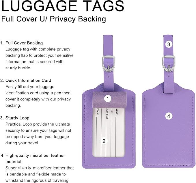 Vigorport Leather Personalized Luggage Tags Set of 4