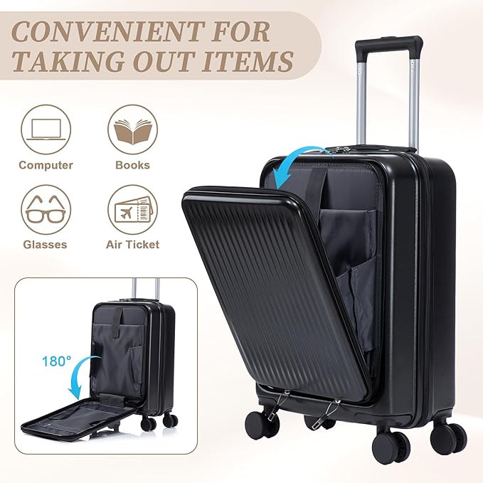 Hardside Luggage, Lightweight Durable Suitcase with Spinner Wheels, 20/14 Inch