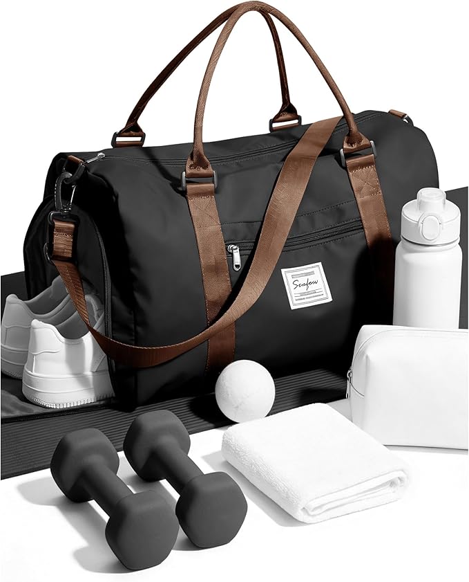 Weekender Duffel Bags for Women & Men - Airplane Travel Totes with Wet Pocket & Shoe Compartment - Labor & Delivery Hospital Bag