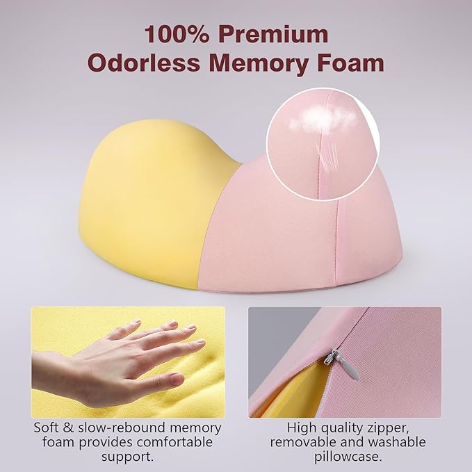 ComfortLife Small Neck Stretcher Pillow for Pain Relief, Medium Soft Cervical Traction Device Neck Mild Support Pillow Foam Cervical Neck Pillow for Tension Muscle Relax Relief (Pink)