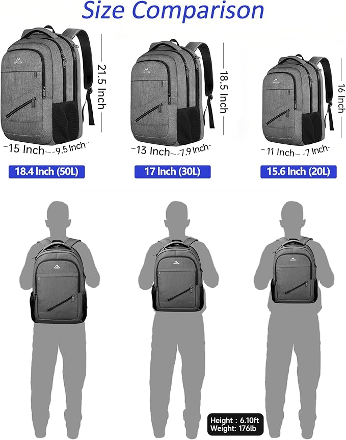 MATEIN Laptop Backpack 15.6 Inch, 20 L Personal Item Bag Airport Approved, Water Resistant Work Commute Computer Backpack with TSA Laptop Compartment, Gifts for Women Men, Grey