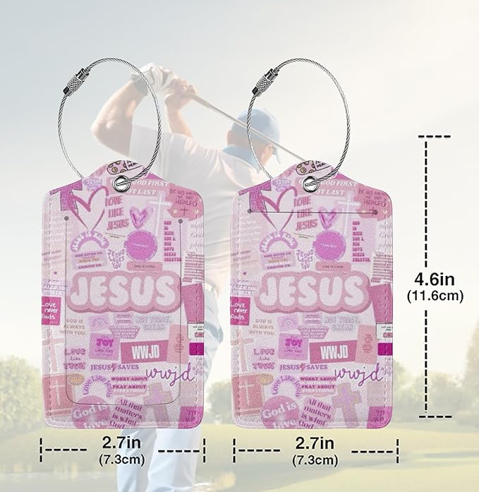 2 Pack Luggage Tags for suitcases God Jesus Christ Love TSA Approved Label Luggage Tag Baggage Tag Leather Stainless Steel Loop Label Tag for Men Women Travel Bag Suitcase