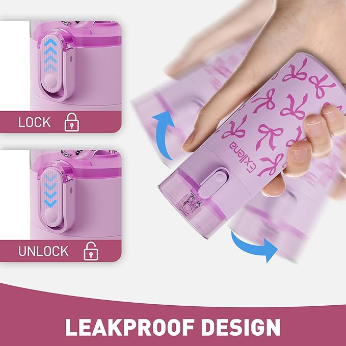 5oz Small Water Bottles with Straw, Mini Water Bottle with One-Hand Open Design, Leak-Proof Locking Lid for Hot&Cold Drinks, Small Travel Water Bottle - 100% Leakproof for School, Travel...(Bow)