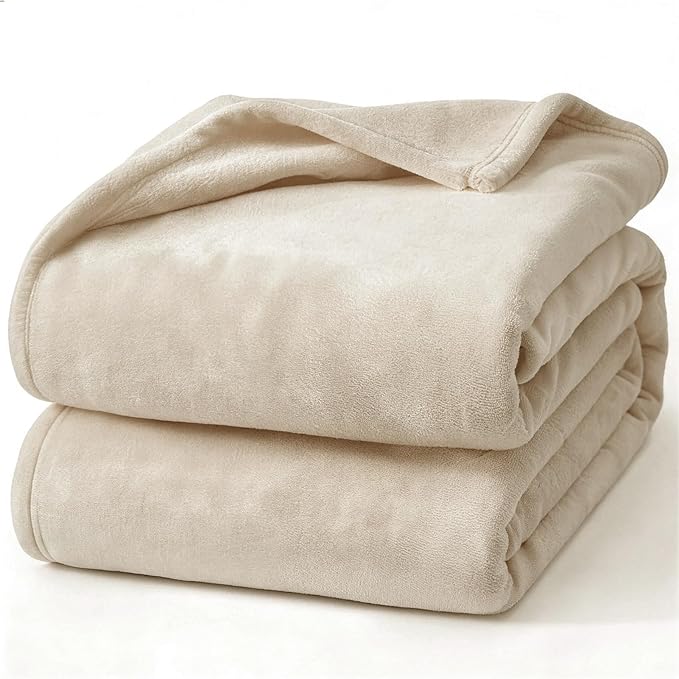 Hansleep Fleece Taupe Full Blanket, Super Soft Flannel Fuzzy Plush Cozy Blanket for All Seasons, Taupe, Full 84x90 Inches