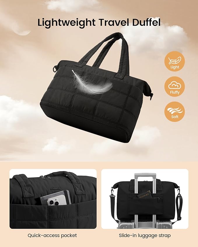 LOVEVOOK Gym Bag for Women & Men with Wet Pocket,36L Puffer Laptop Work Bags for Women with Computer Compartment,Waterproof Teacher Tote Bags Workout Weekender Carry on Travel Bag,Large Purse Handbags