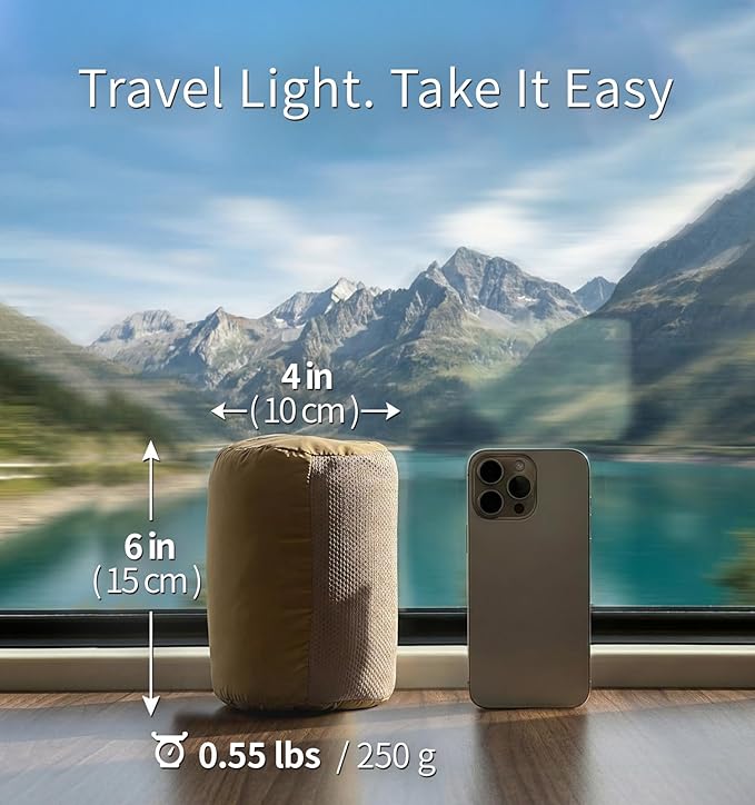 Litume Travel Blanket Lightweight and Breathable, 67 x 48 in Soft Airplane Flight Blanket for Travelers, Foldable Camping Sheet with Stuff Sack for Train, Camp, backapcking, office, home(Creamy Brown)