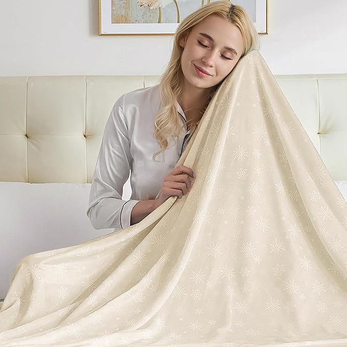 OIGAE Cooling Blanket for Hot Sleepers - Soft & Lightweight Summer Cold Blanket for Night Sweats | Perfect for Bed, Couch, Sofa (Beige, Twin 60'' x 80'')