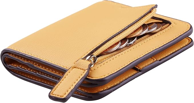 Toughergun Women’s Small Slim Leather Wallet with RFID Protection, Compact Bifold Mini Purse with Clear ID Window