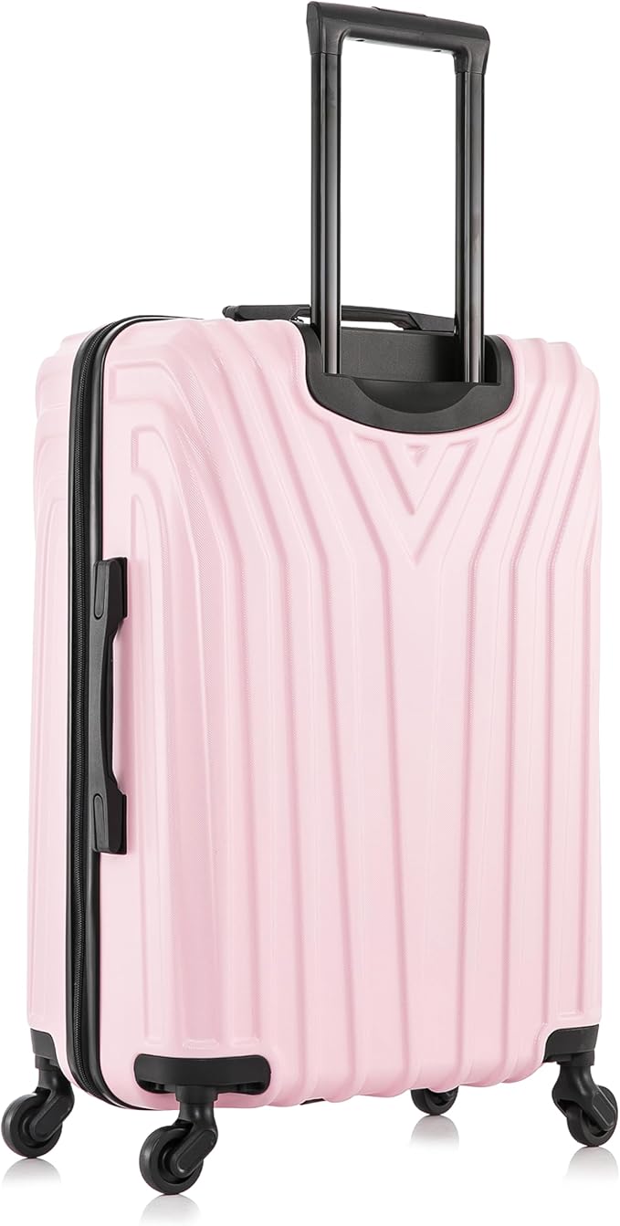 InUSA VASTY Luggage with Spinner Wheels | Durable Lightweight Hardside Suitcase Travel Bag with Handle and Trolley 24-Inch Medium Checked Luggage | Pink