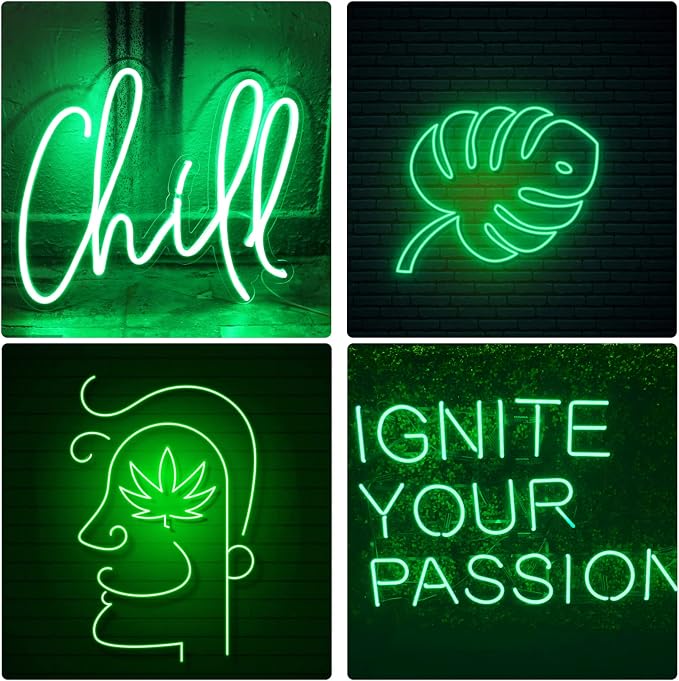 Neon Rope Lights, 16.4ft Waterproof, Dimmable and Adapter, Green | Flexible Smart Led Strip Lights for Bedroom, Super Bright, DIY Neon Sign, Indoors Outdoors Decor