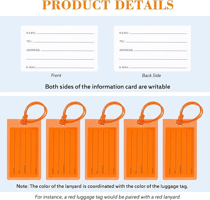 10 Pack Luggage Tags for Suitcases, Airplane Travel Essentials for Flying, International Travel Must Haves, and Luggage Accessories by Sodsay