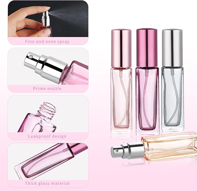 YOCASII Glass Travel Perfume Bottle Refillable, 10ml Perfume Bottles, Pocket Perfume Spray Bottle Atomizer, 4PCS Refillable Perfume Bottle for Travel